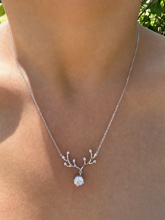 Antler Necklace · White Moissanite