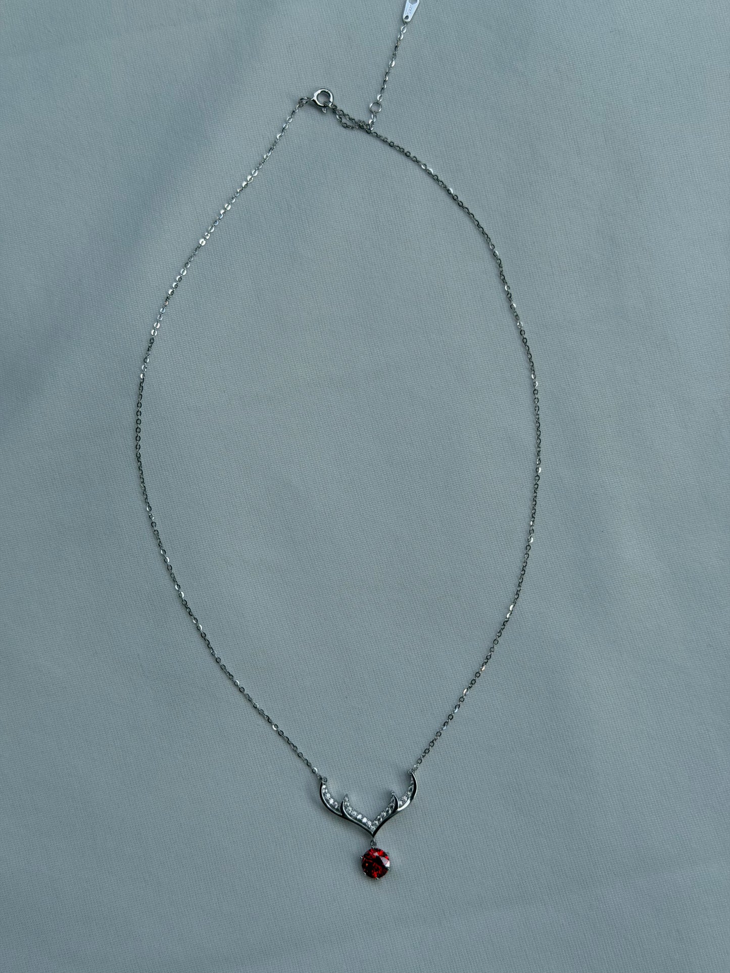 Antler Necklace · Red Moissanite
