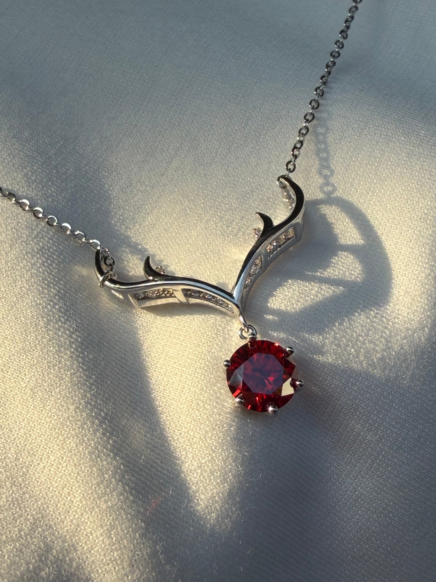 Antler Necklace · Red Moissanite