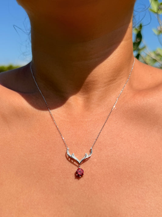 Antler Necklace · Red Moissanite