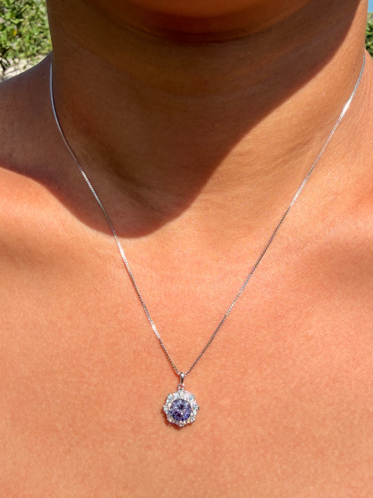 Halo Necklace · Purple Moissanite