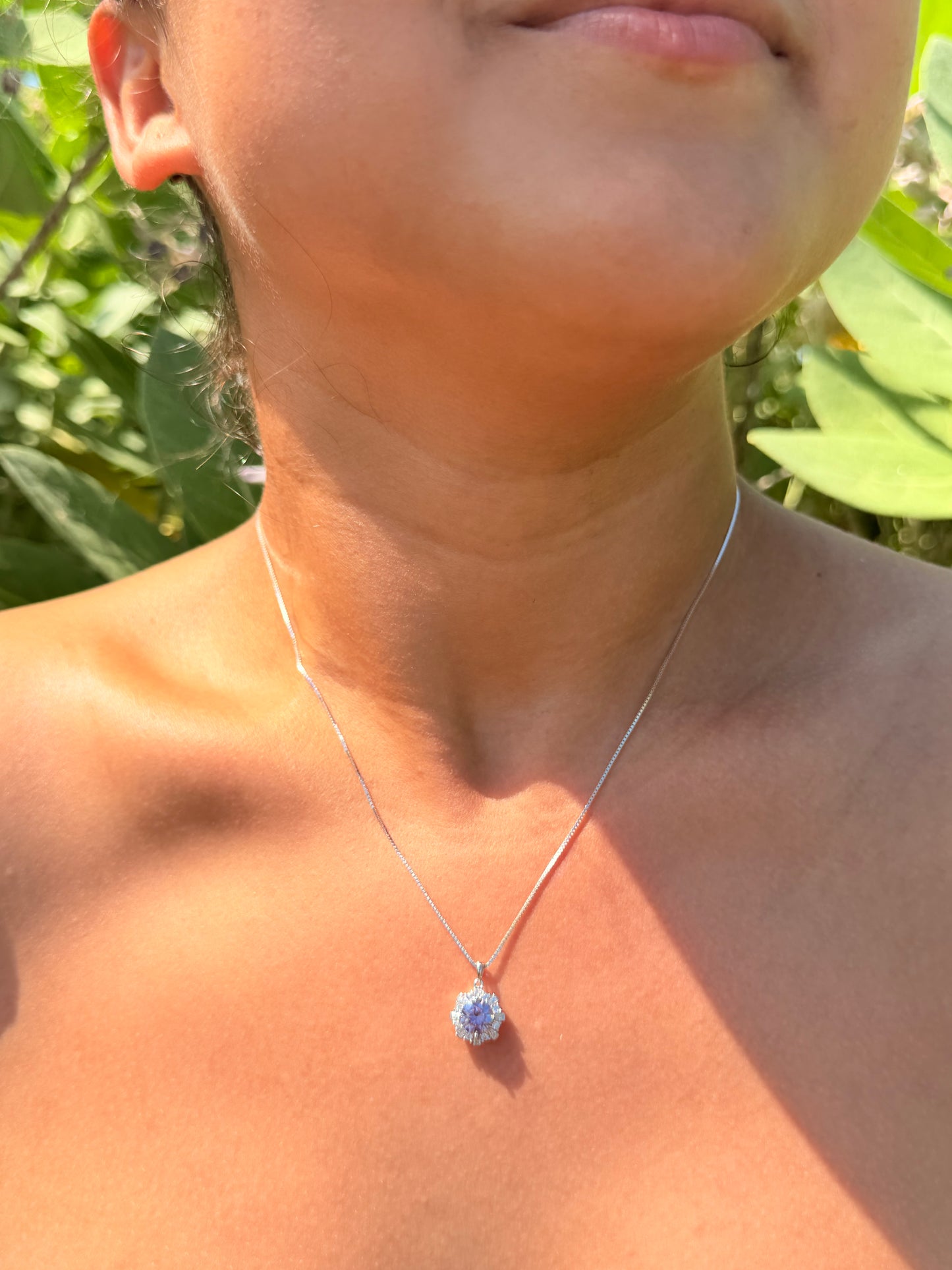 Halo Necklace · Purple Moissanite