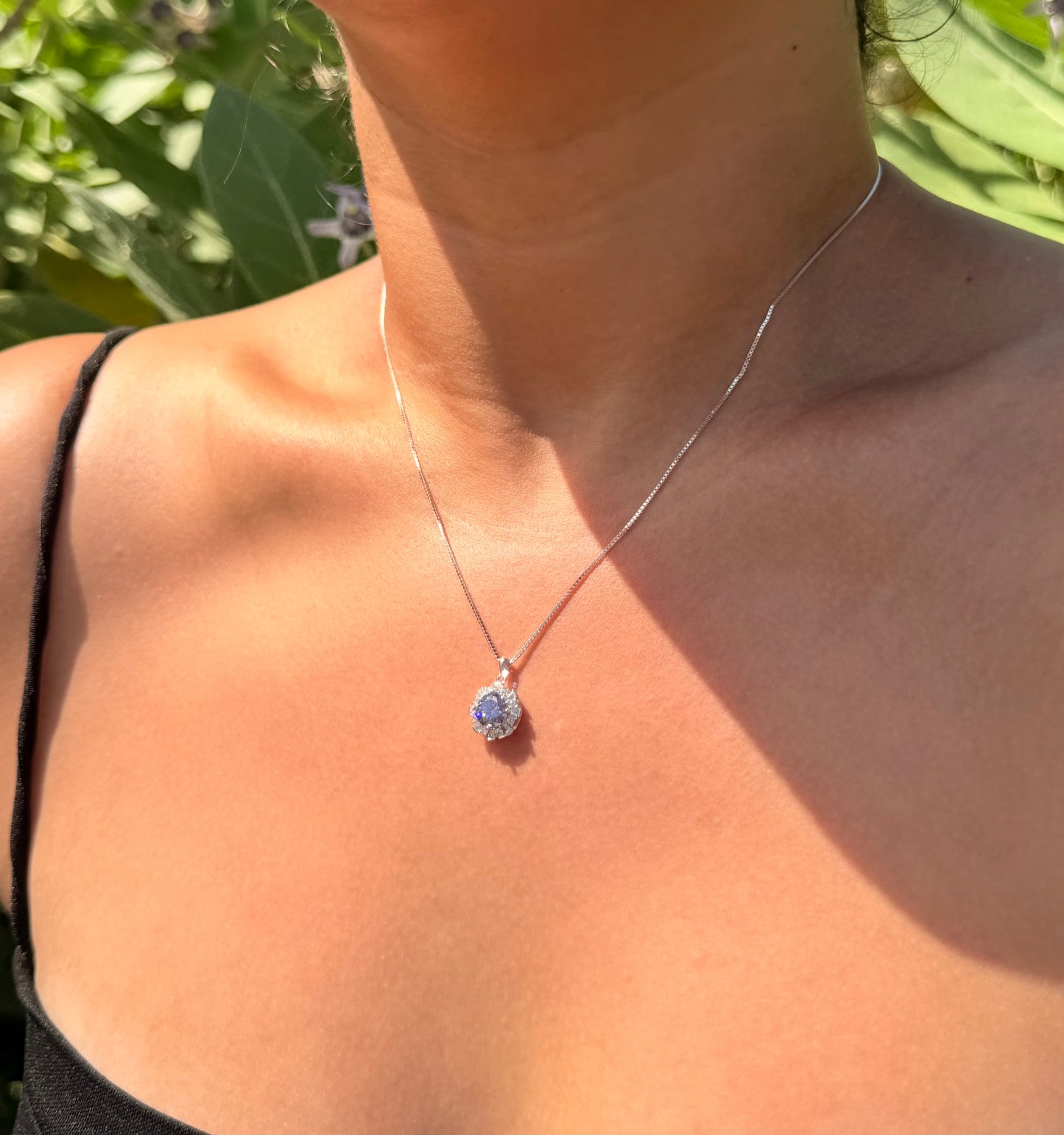 Halo Necklace · Purple Moissanite