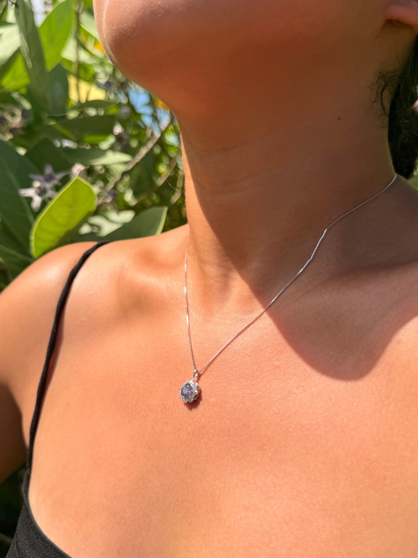 Halo Necklace · Purple Moissanite