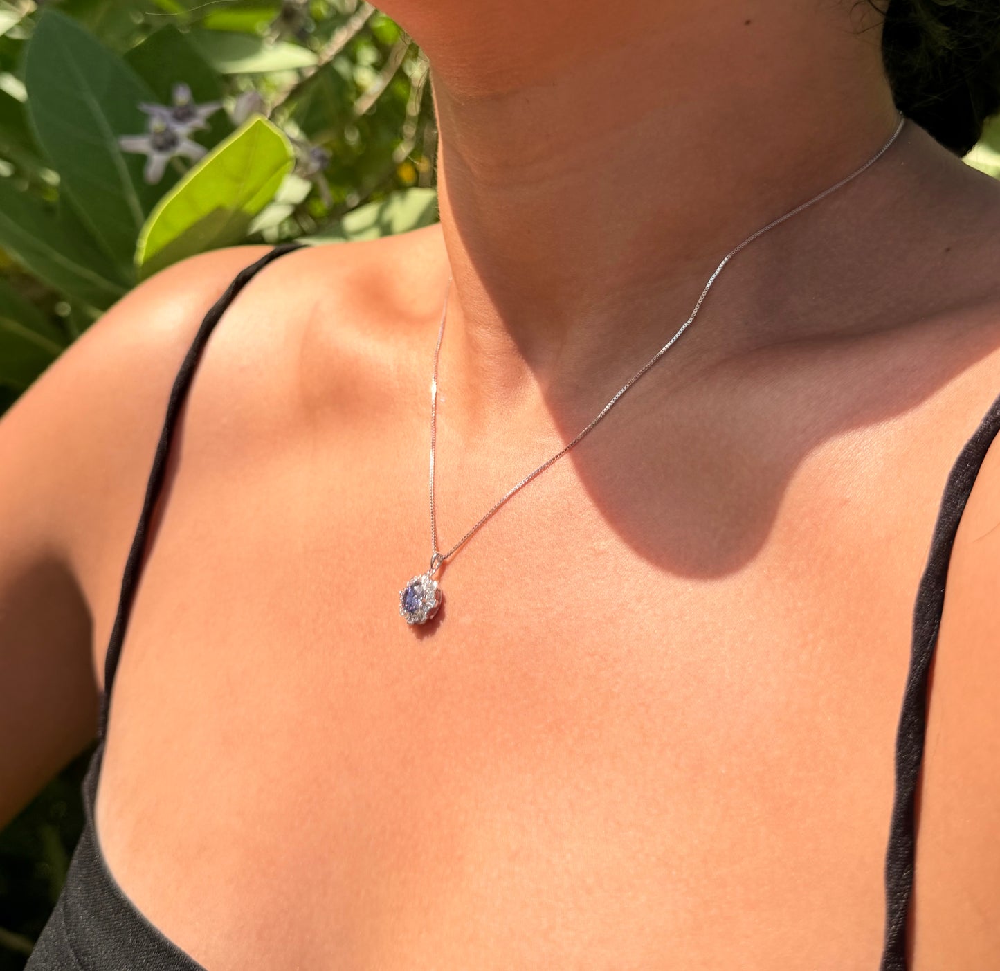 Halo Necklace · Purple Moissanite