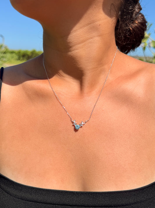 Antler Necklace · Blue Moissanite
