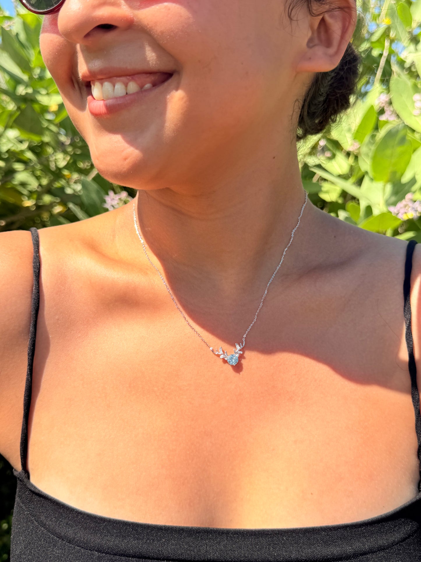 Antler Necklace · Blue Moissanite