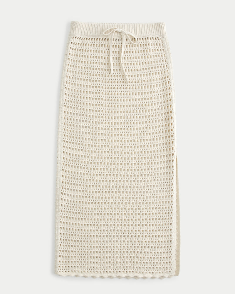 Women's Natural Crochet-style Cover Up Maxi Skirt