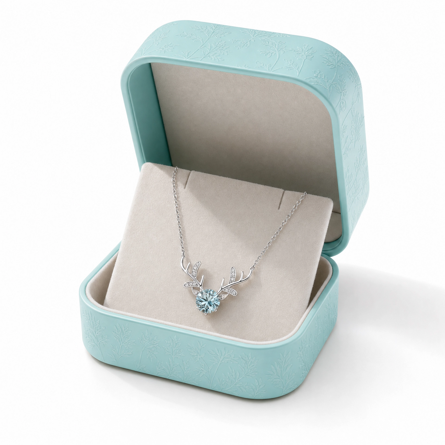 Antler Necklace · Blue Moissanite