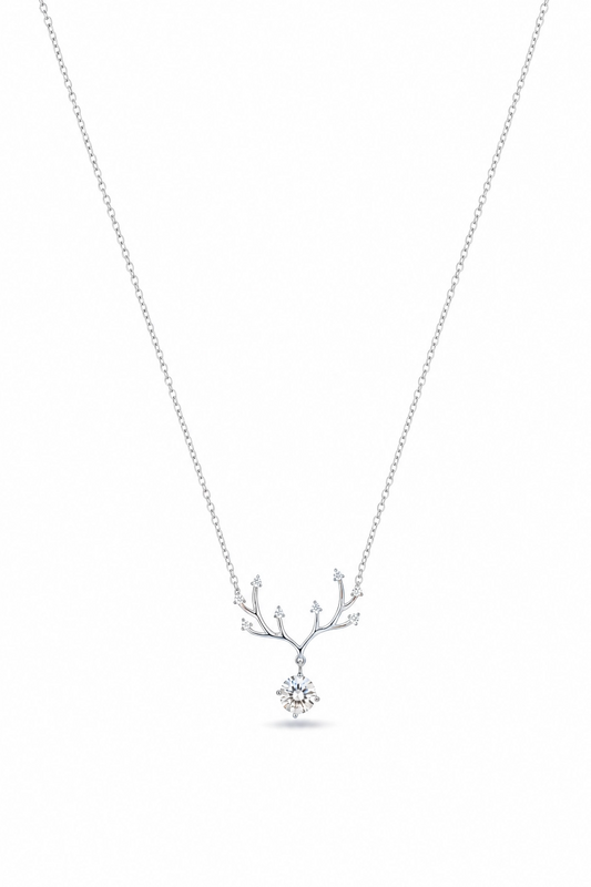 Antler Necklace · White Moissanite