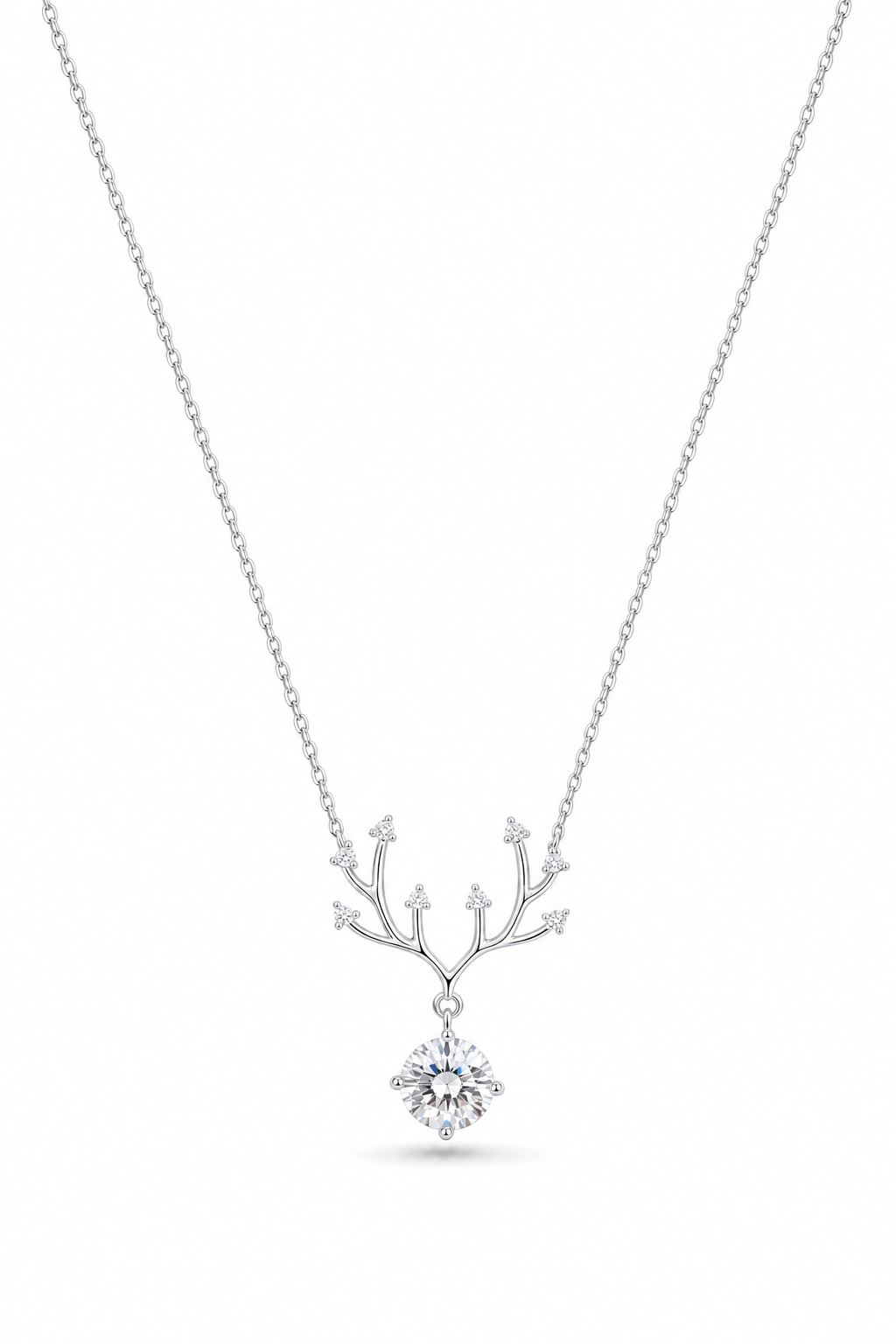 Antler Necklace · White Moissanite