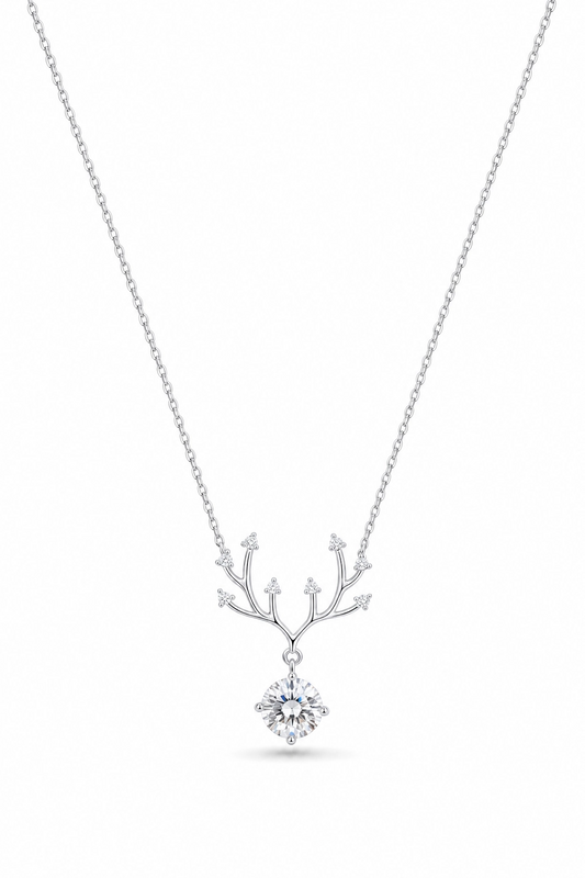 Antler Necklace · White Moissanite