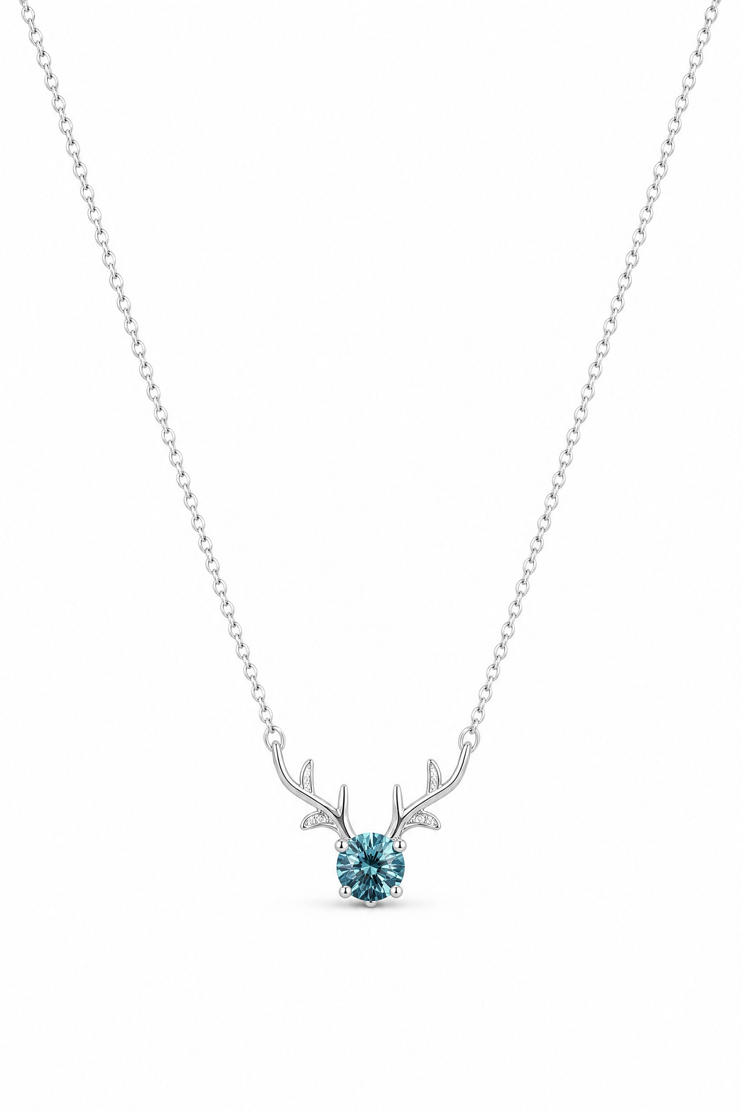 Antler Necklace · Ocean Blue Moissanite