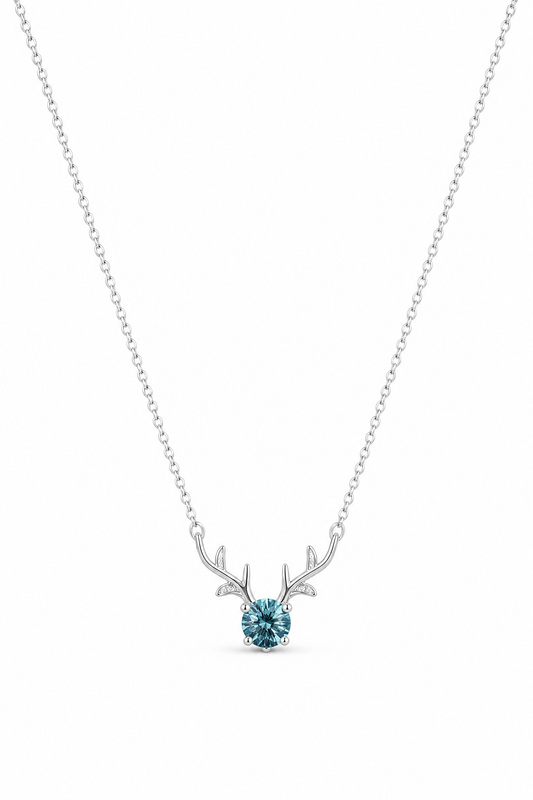Antler Necklace · Ocean Blue Moissanite