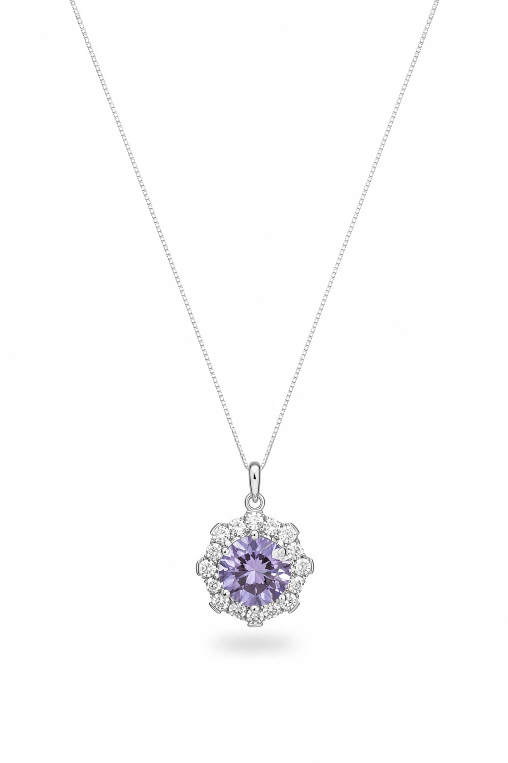 Halo Necklace · Purple Moissanite