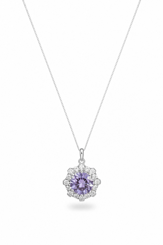 Halo Necklace · Purple Moissanite