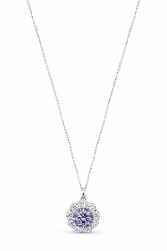 Halo Necklace · Purple Moissanite