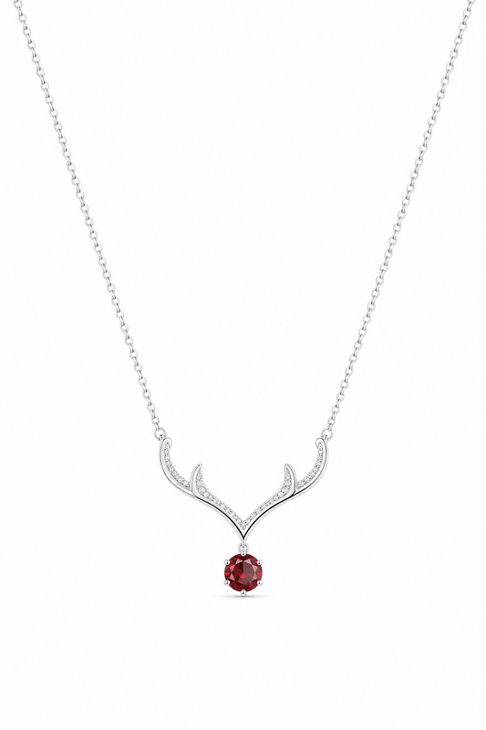 Antler Necklace · Red Moissanite