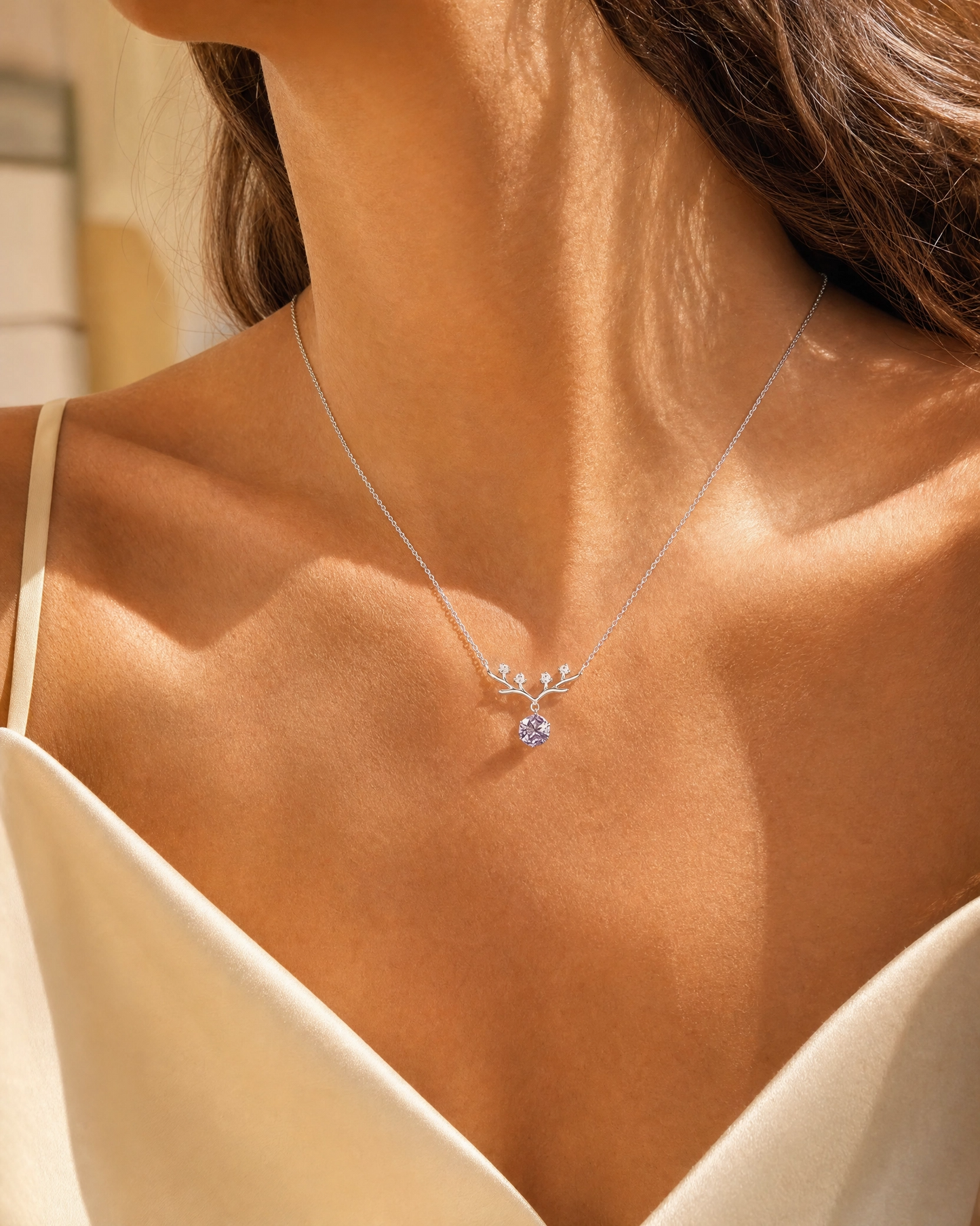 Antler Necklace · Purple Moissanite