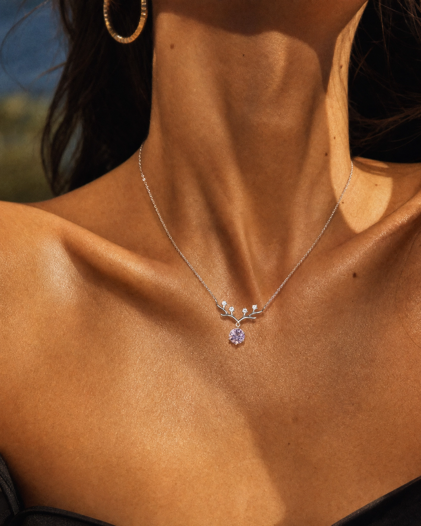 Antler Necklace · Purple Moissanite